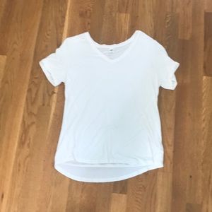 white t-shirt with a v-neck